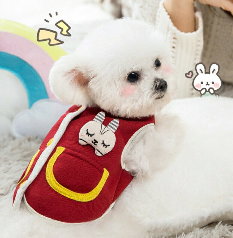 ドッグウェア ペットウエア ベスト トップス 犬の服 犬服 猫服 ウサギ ポケット パイピング かわいい ..