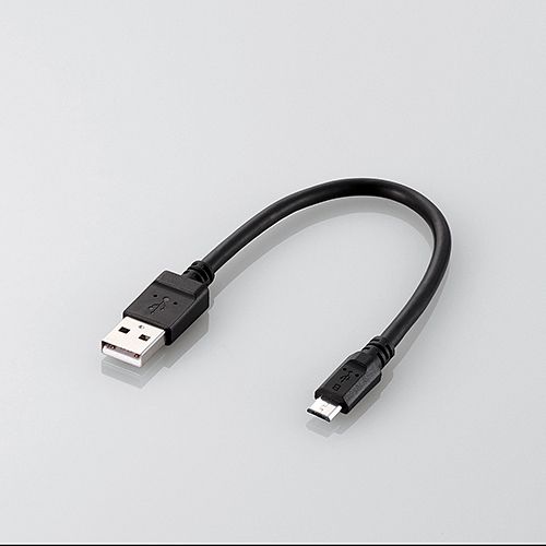 エレコム microUSBケーブル/2A出力/スタンダード/充電専用/0.2m/ブラック MPA-AMBC2U02BK