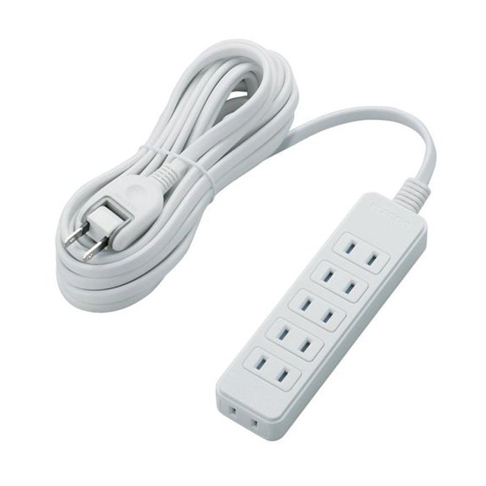 オフィスやご家庭など、さまざまなシーンで使いやすいほこり防止シャッター付電源タップ 2ピン6個口 5m エレコム T-ST02-22650WH(2)