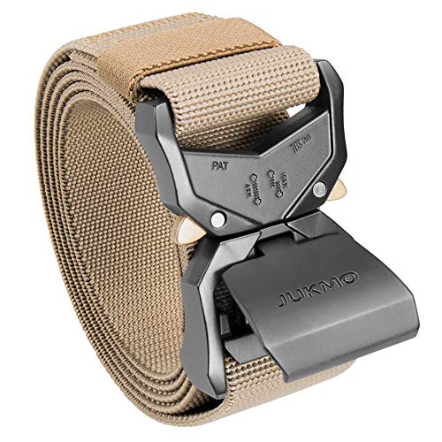 色：カーキ サイズ：M-腰の長さ 75cm-110cm (全長125cm) JUKMO 作業用ベルト メンズ タクティカルベルト ミリタリーベルト クイックリリースバックル付き(4)