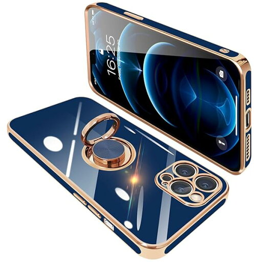 ip12 pro ケース リング付き アイフォン12pro リング カバー 耐衝撃 TPU メッキ加工 360°回転 スタンド機能 車載ホルダー ストラップホール付き 6.1インチ(ブルー) ip12 pro ケース リング付き アイフォン12pro リング カバー 耐衝撃 TPU メッキ加工 360°回転 スタンド機能 車載ホルダー ストラップホール付き 6.1インチ(ブルー)