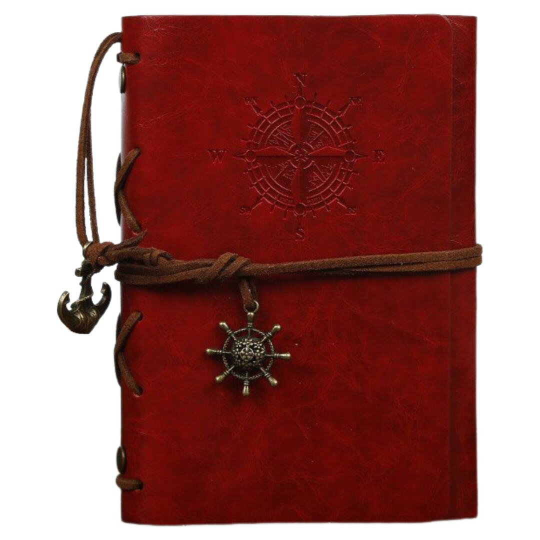 手帳 メモ帳 ノート 文房具 レザー調 日記 船 イカリ 舵 航海日誌 海賊風 アンティーク おしゃれ ノートブック 日記帳 記録帳 ビジネス ギフト