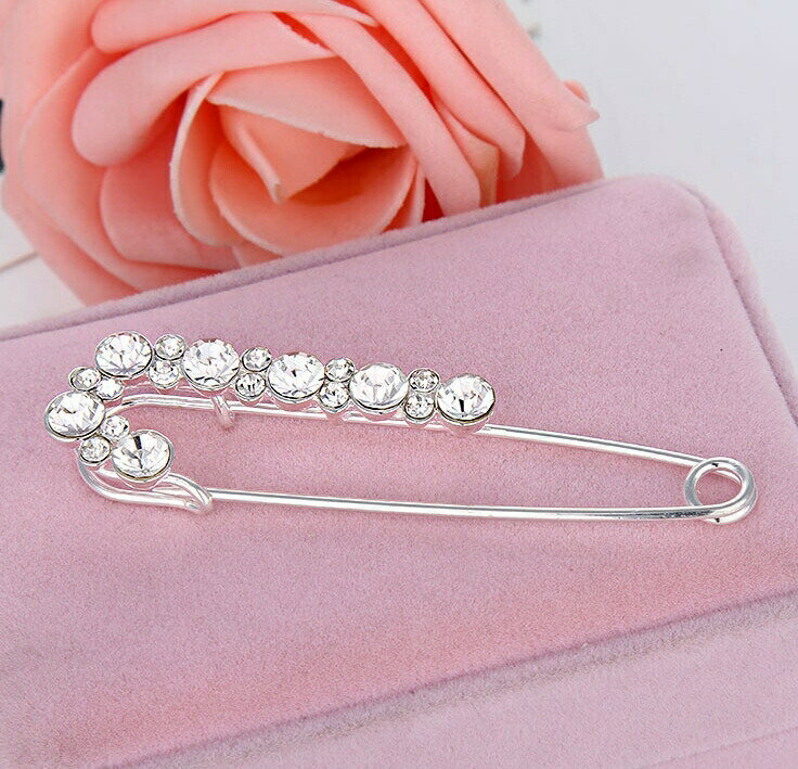 ブローチ ストールピン ショールピン カブトピン レディース ラインストーン おしゃれ エレガント 上品 フォーマル パーティー 通勤 女性用