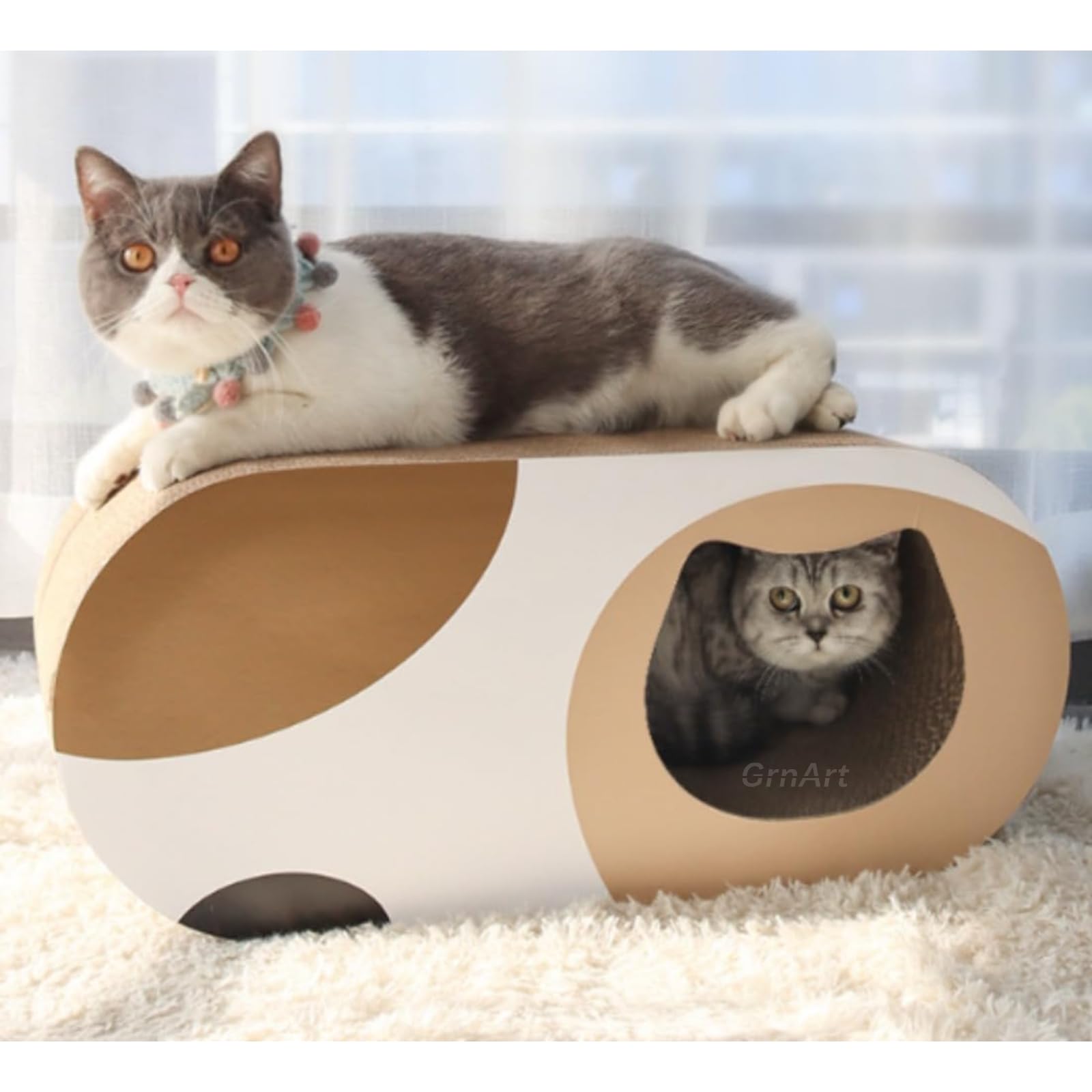 GrnArt 猫 爪段ボール猫ハウス高密度耐久性 ある洗練された爪家具アンチスクラッチ運動ストレス解消おもちゃ