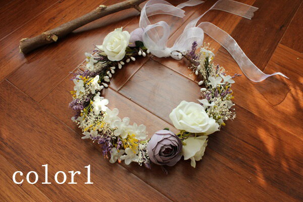 全3色　花冠 ヘッドドレス ウエディング　造花 花かんむり 綺麗花冠★ドレス カチューシャ /造花 ブライ..
