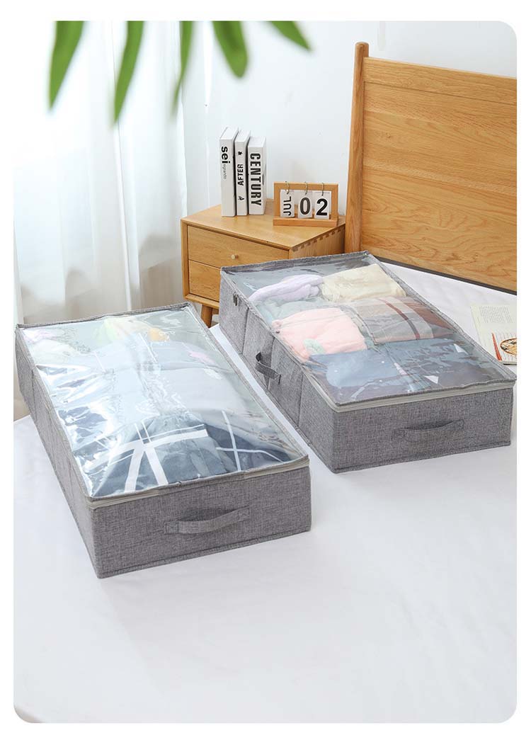 収納袋 幅83×奥行43×高さ15cm 空間の匠 ベッド下 衣類収納 透明窓付き 布団収納袋 シングル 掛け布団用..