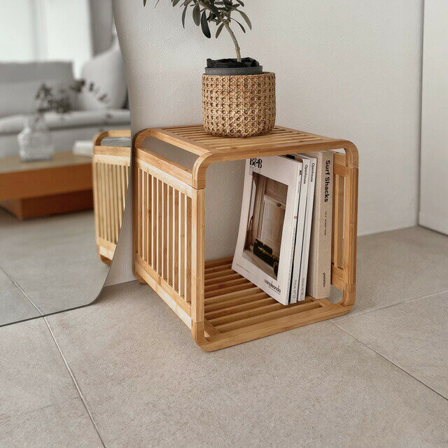 バンブー オープンラック サイドテーブル 組み立て式