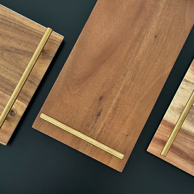 アカシア ゴールドハンドル トレイ