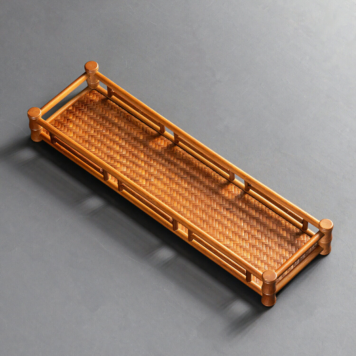 天然竹製 バンブートレー 茶托 茶台 お盆 トレー おしゃれ 机上ラック 卓上ラック 茶道具 小物収納 天..