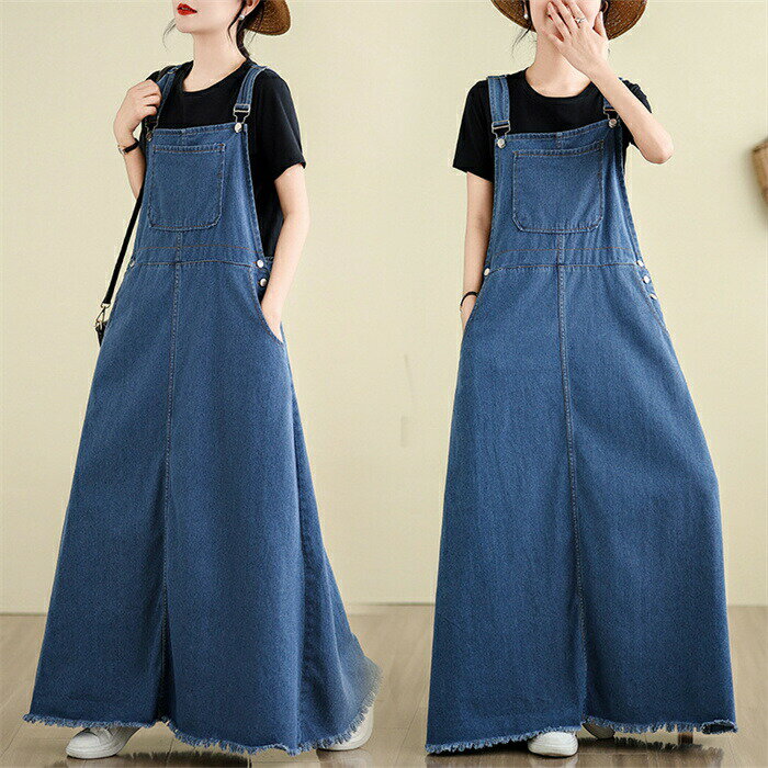 サロペット ジャンパースカート レディース 春夏 サロペットスカート ジャンスカ ワンピース ロング丈 ノースリーブ Aライン フレア トレンド 重ね着 ポケット付き オーバーオール ゆったり 大きいサイズ 大きめ おしゃれ 着痩せ 体型カバー 30代 40代 50代