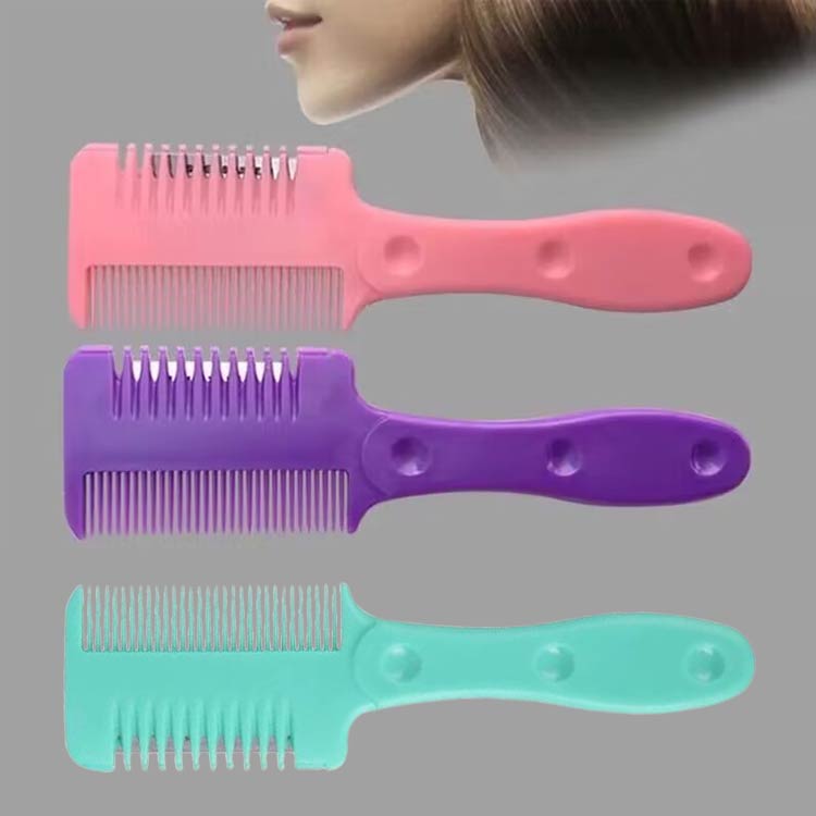 すきカミソリ 前髪 すきカミソリ ヘアカットくし 散髪 ヘアーカッター セルフカットブラシ 自宅 くし状..