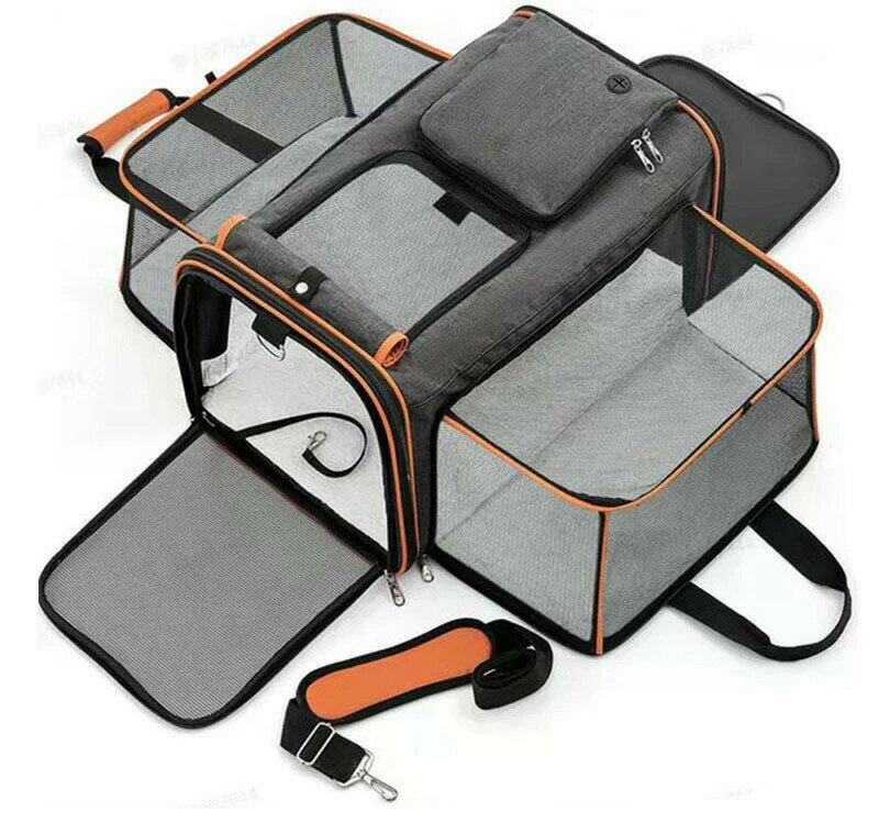 ペットキャリーバッグ 拡張 犬キャリーケース バッグ ショルダー 猫バック 犬キャリーバック 猫キャリ..