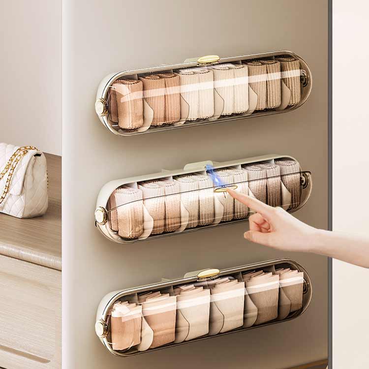 壁掛け収納 下着収納ボックス 衣類収納 整理 蓋付き 防塵 収納ボックス 壁面収納 壁面収納ケース 小物収納 下着 収納 壁掛け式 下着収納 仕切り 収納ケース インナーボックス ソックス 小物整理 隠し式 省スペース 靴下 ネクタイ 整理ケース 透明 おしゃれ