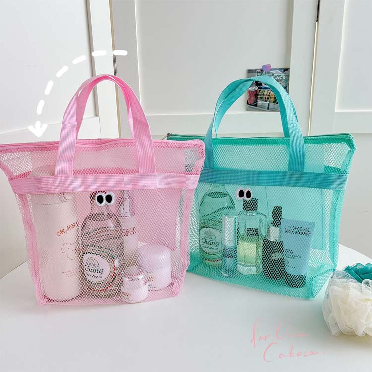 メッシュバッグ 目玉デザイン 大容量 メッシュ トート メッシュトート トートバッグ 砂場 水泳 海水浴 ..