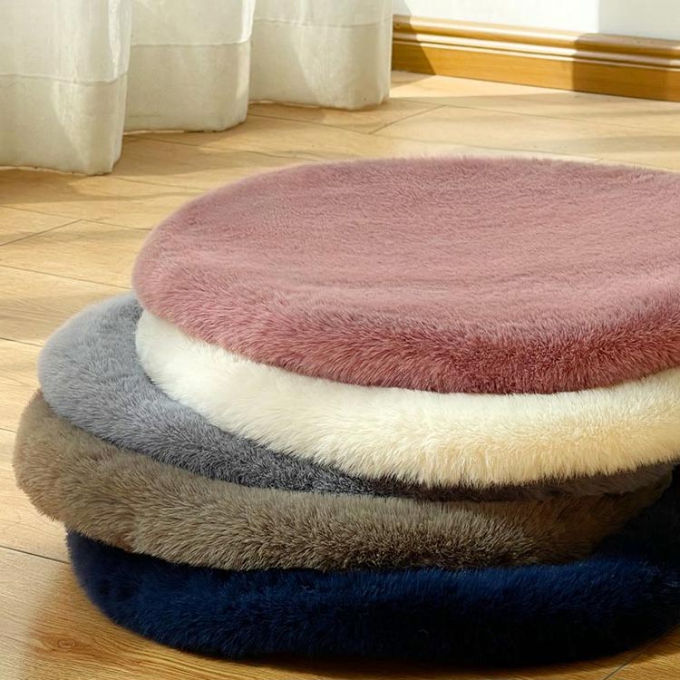 チェアパッド シートクッション 座布団 チェアマット ラグ 丸 円 35cm 38cm 洗える もこもこ お尻ぬく..