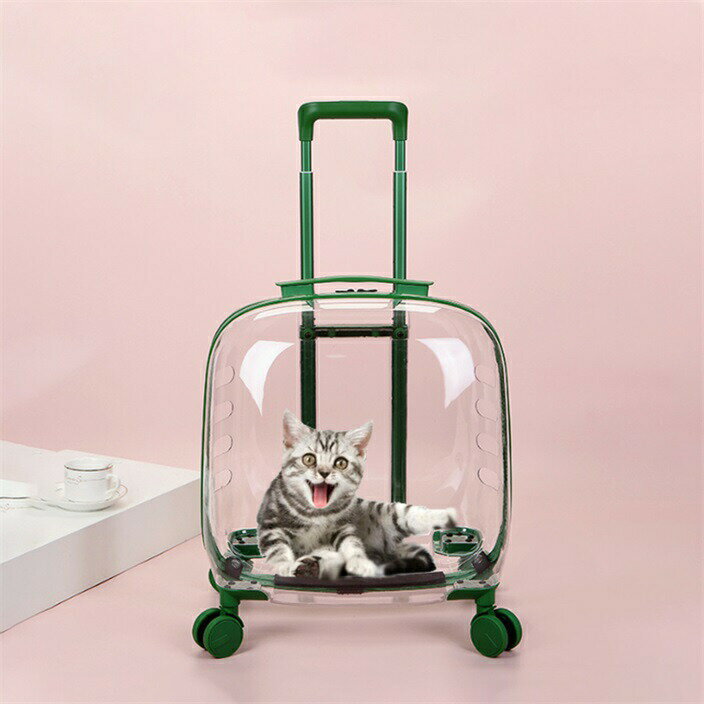 ペットキャリー キャスター付き 4輪 犬 猫 ペットカート 透明 通気性 伸縮ハンドル キャリーカート 中型犬 ウサギ ペットケース 屋外 業務 お出掛け お散...