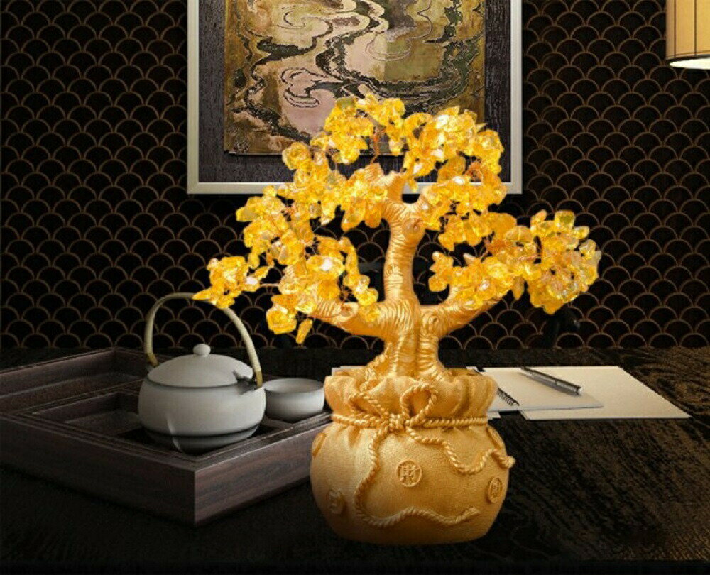 黄金木 招財樹 金のなる木 黄水晶 風水アイテム シトリン樹木 金運アップ 財運成就 仕事運 健康運 開運祈願 商売繁盛 幸運の置物 浄化 天然石インテリア 玄関風水 事務所 家庭運 超縁起物 プレゼント ギフト