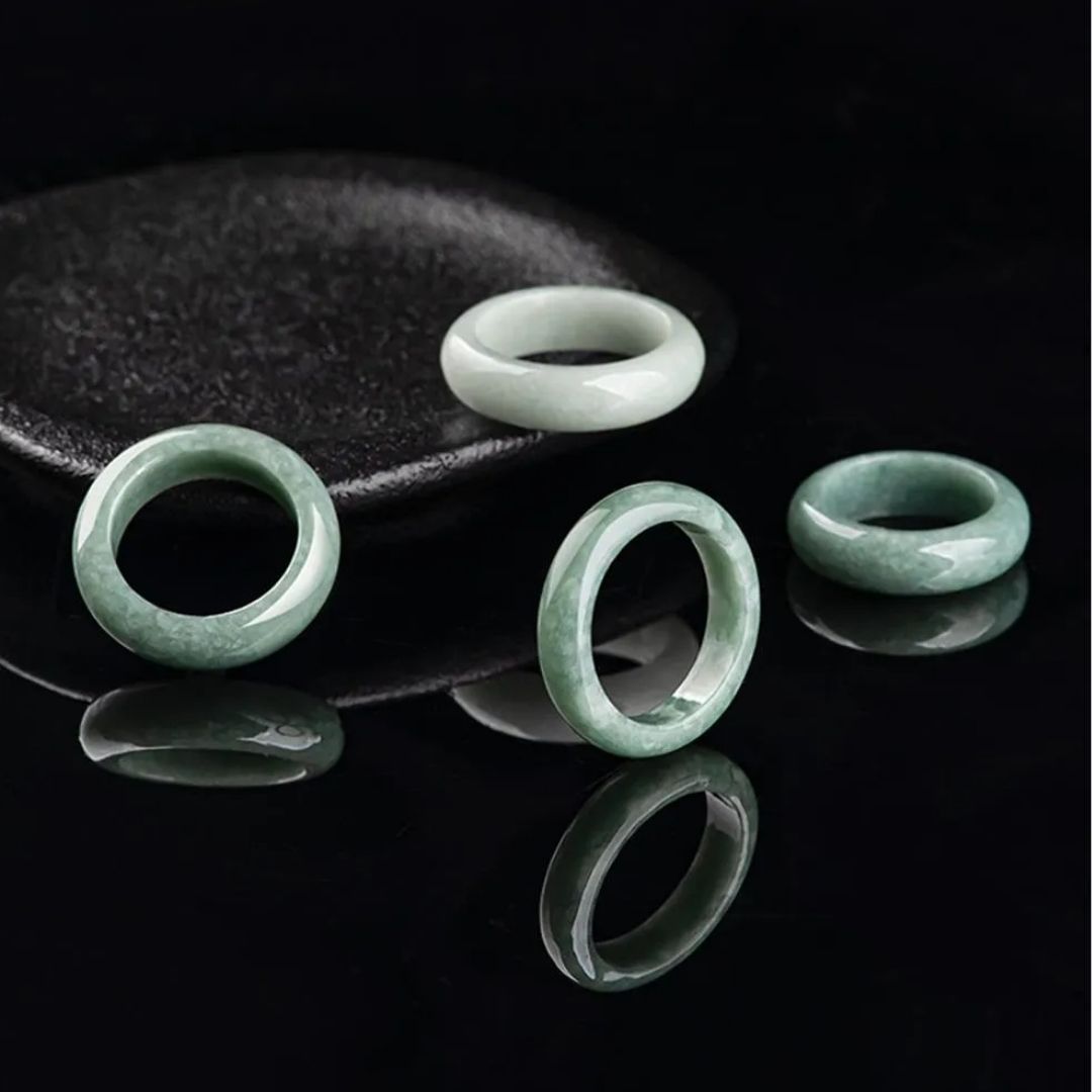 浄化済み｜手磨き仕上げの天然石リング リング 翡翠 全3サイズ エメラルドカラー 指輪 アクセサリー メンズ レディース ジュエリー スタイル お洒落アイテム ヒップホップ レゲエ b系 ロリータ ヴィジュアル系 V系 ロック パンク バンド ゴジック ゴスロリ 男女兼用