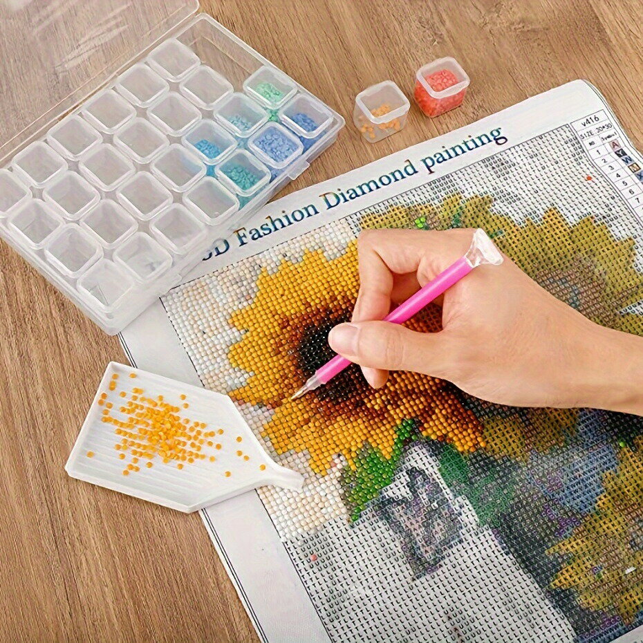 1セット 28/56グリッド ダイヤモンドペインティング収納ボックス - ビーズ、ラインストーン＆ジュエリ..
