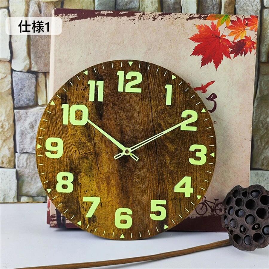 壁掛け時計 木製 夜光 壁掛け 静音 自動受信 掛け時計 おしゃれ 暗くなると自動で光る時計 インテリア かけ時計 寝室 リビング 部屋飾り 30cm