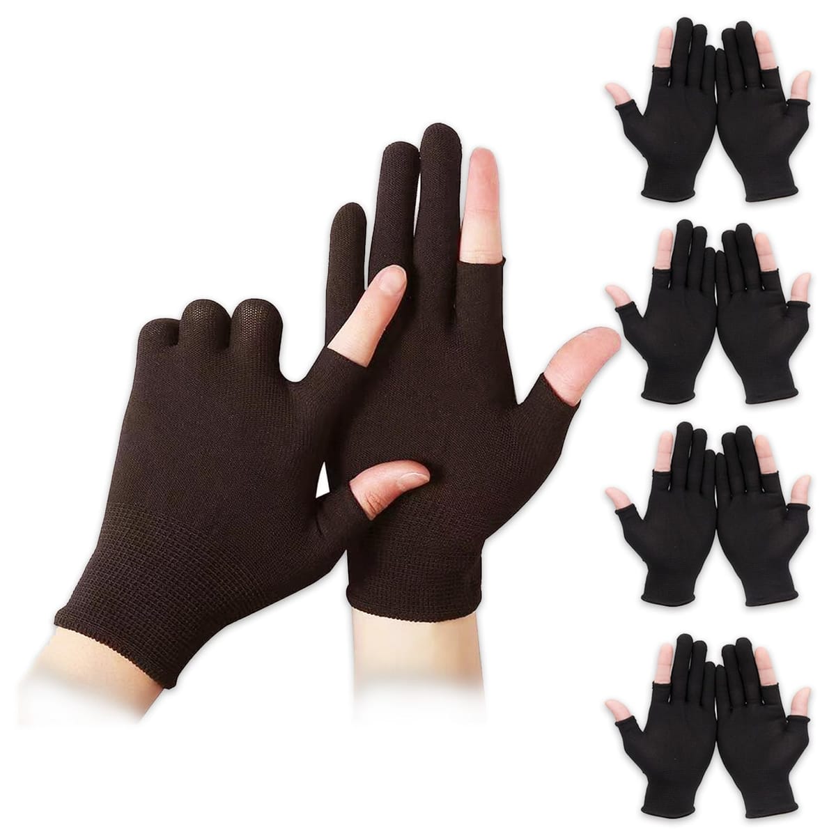 指なし軍手 作業用 手袋 指出し 滑り止め 作業用手袋 薄手 軍手 黒 2本指出し手袋 指出しグローブ セット