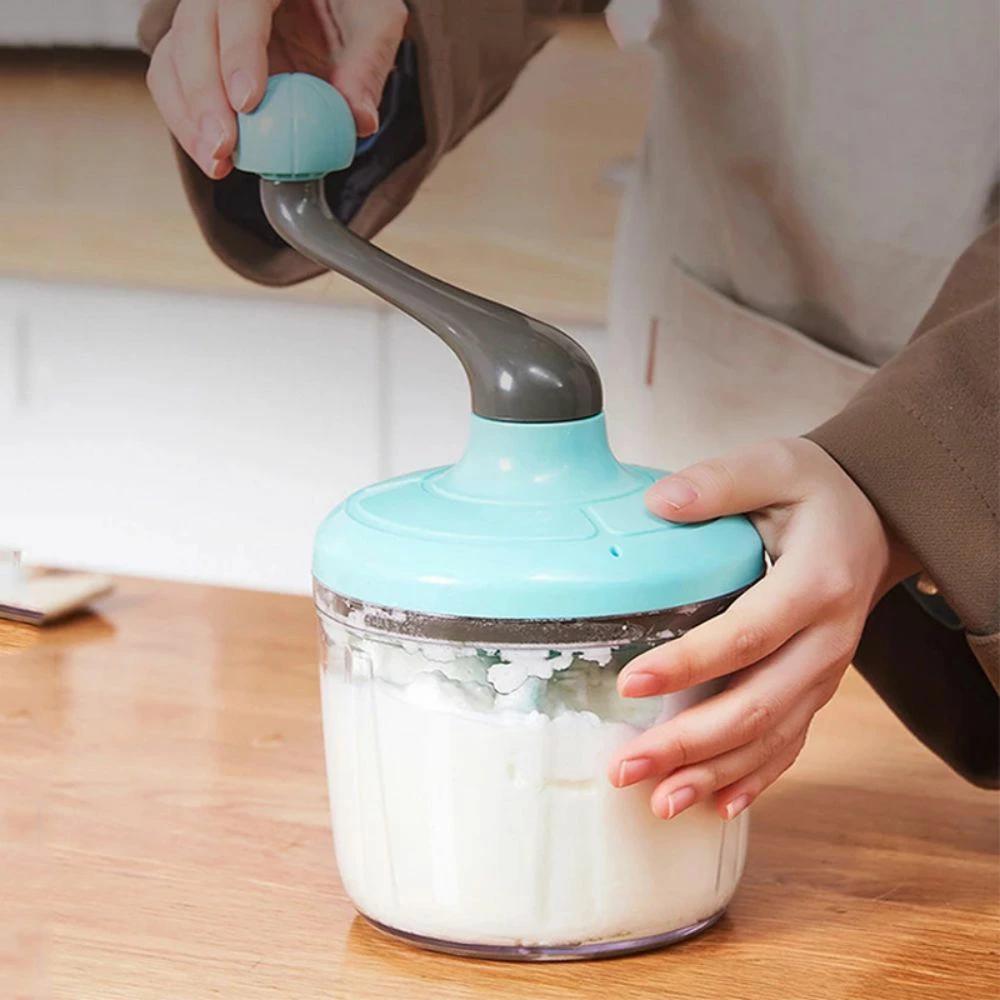 クリーム泡立て器 手動家庭用 小型半自動卵白 ミルクフォームケーキ卵手回し泡立て器 ブレンダー ケー..