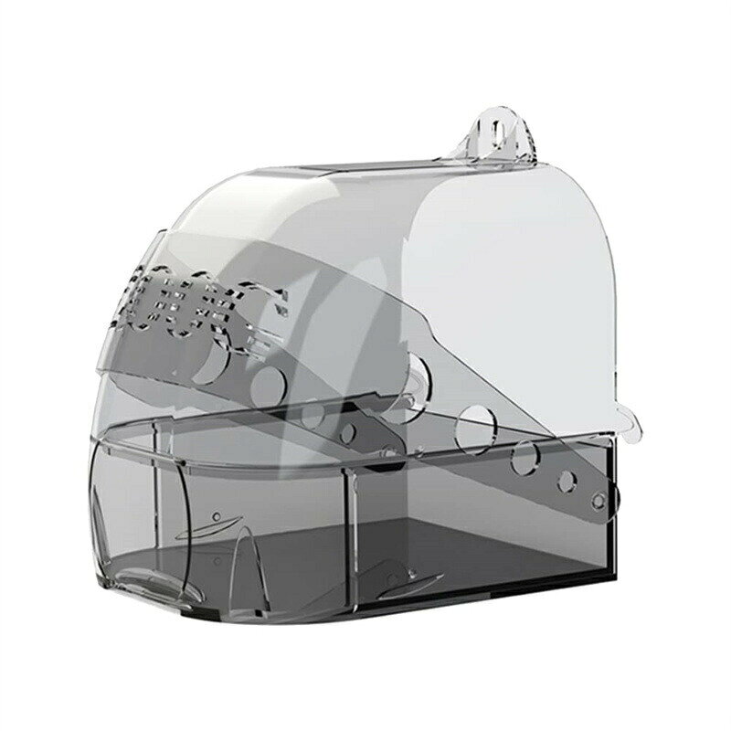 水浴び容器 鳥 バードバス 外付け インコ 水浴び プラスチック製 透明 とりかご 固定 引き出し付き 鳥 ..