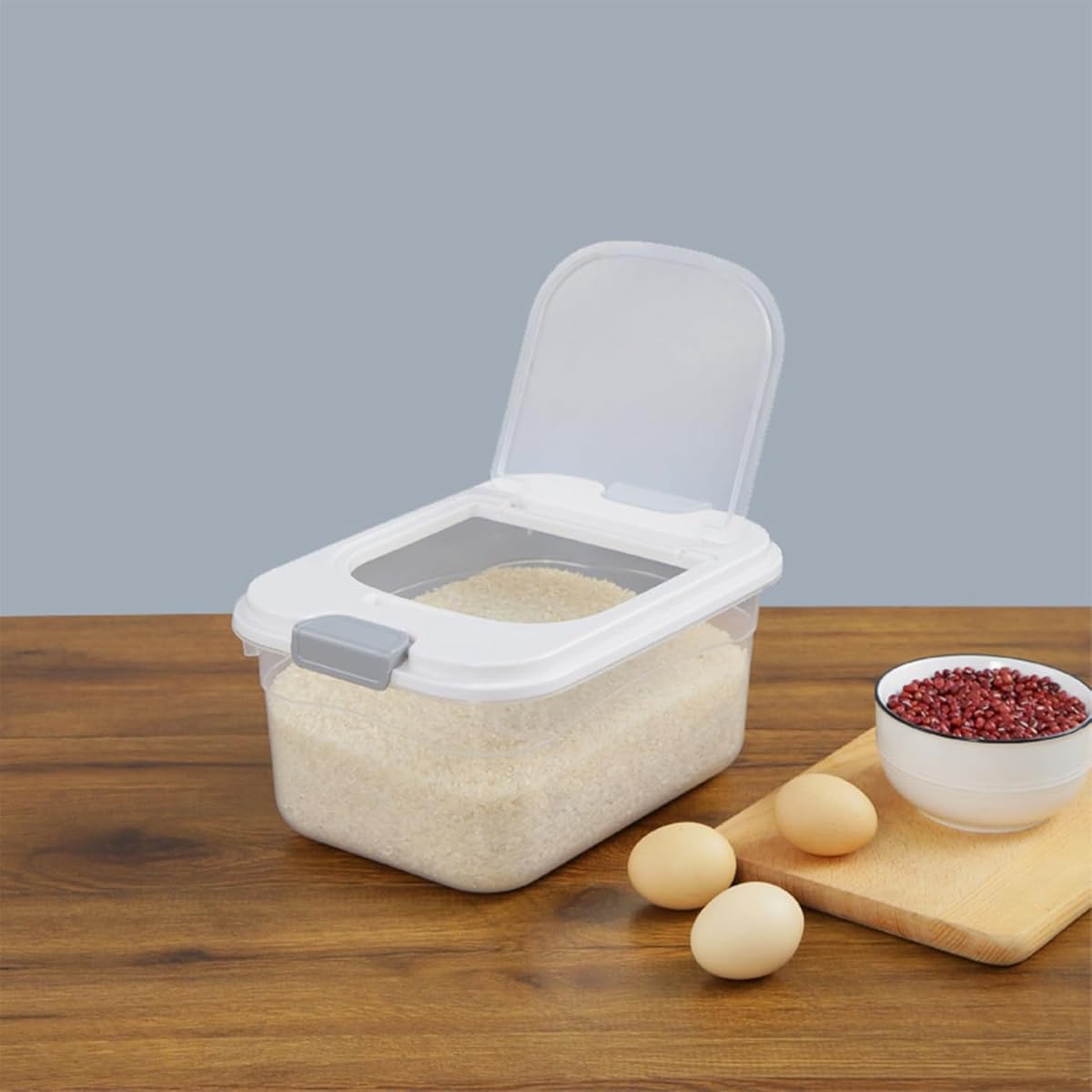 密封 プラスチック 米貯蔵容器 米バケツ・米箱・米タンク キッチンアクセサリー 小麦粉貯蔵用 5kg 透明..