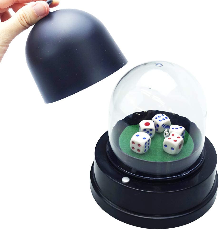 電動ダイスカップ サイコロ振り機 自動ダイスカップ ゲーム用 ダイス5個付き パーティー イベント用