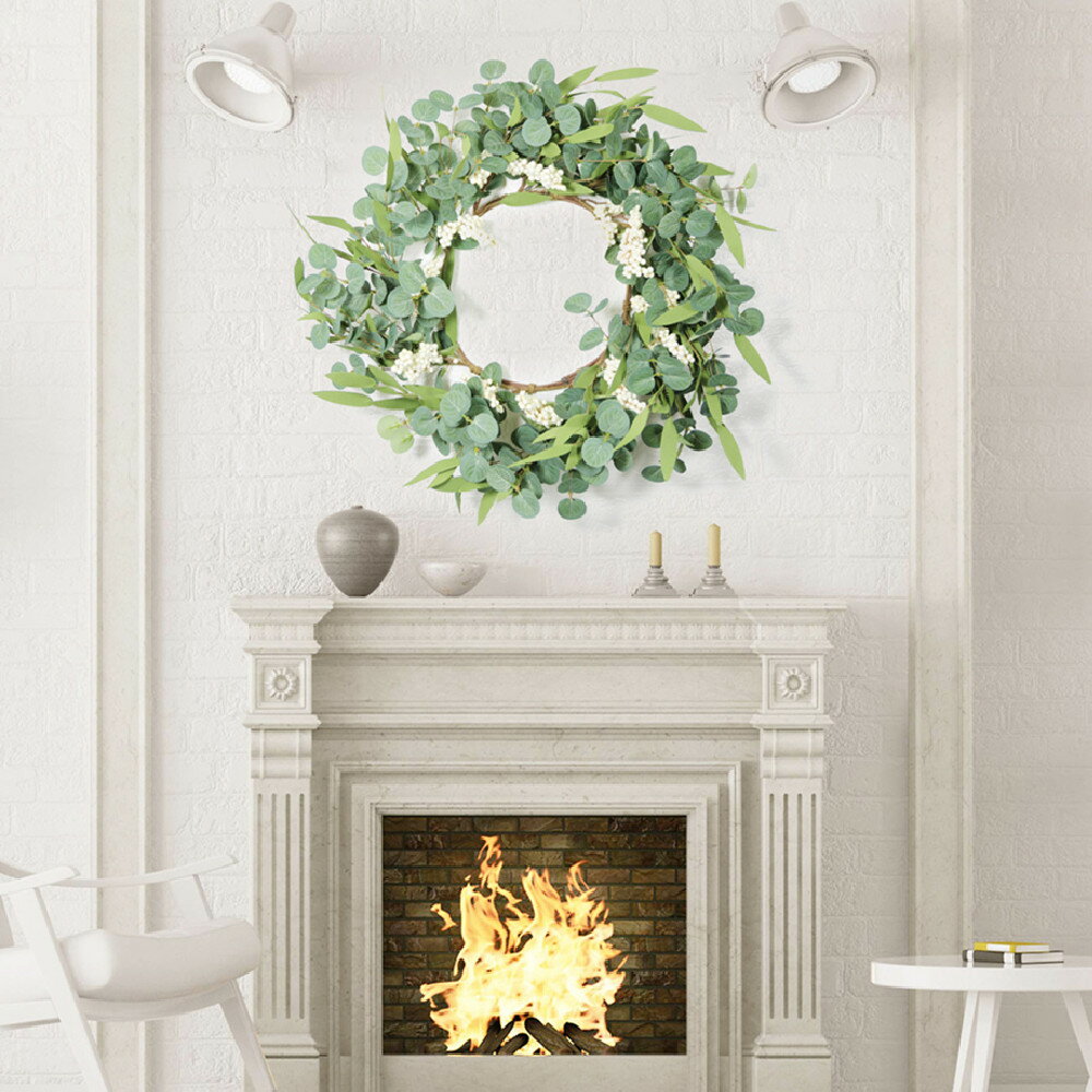リース ユーカリ 玄関 壁掛け 造花 飾り ドアリース フラワーリース 花輪 玄関リース ユーカリース 壁掛フラワー 装飾 装飾品 おしゃれ 家 店舗 庭園 撮影 道具 パーティー 新築祝い 贈り物 プレゼント 春 夏 秋 冬