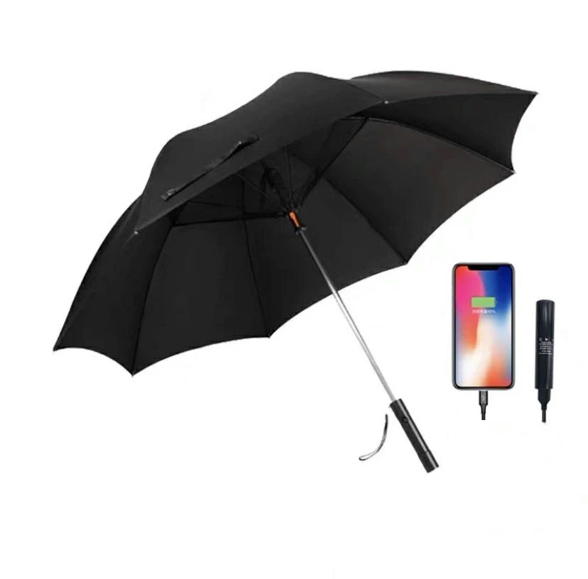 日傘 扇風機 ファン付き ゴルフ傘パラソル ファン晴雨兼用 UVカット8本骨高強度グラスファイバー 耐風..