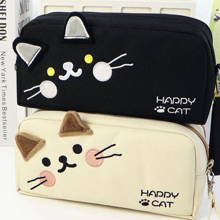 猫 ペンケース ネコ柄 ポーチ 猫柄 筆箱 ペンケース 筆入れ ふでばこ ペンポーチ 筆記用具 小物入れ フ..