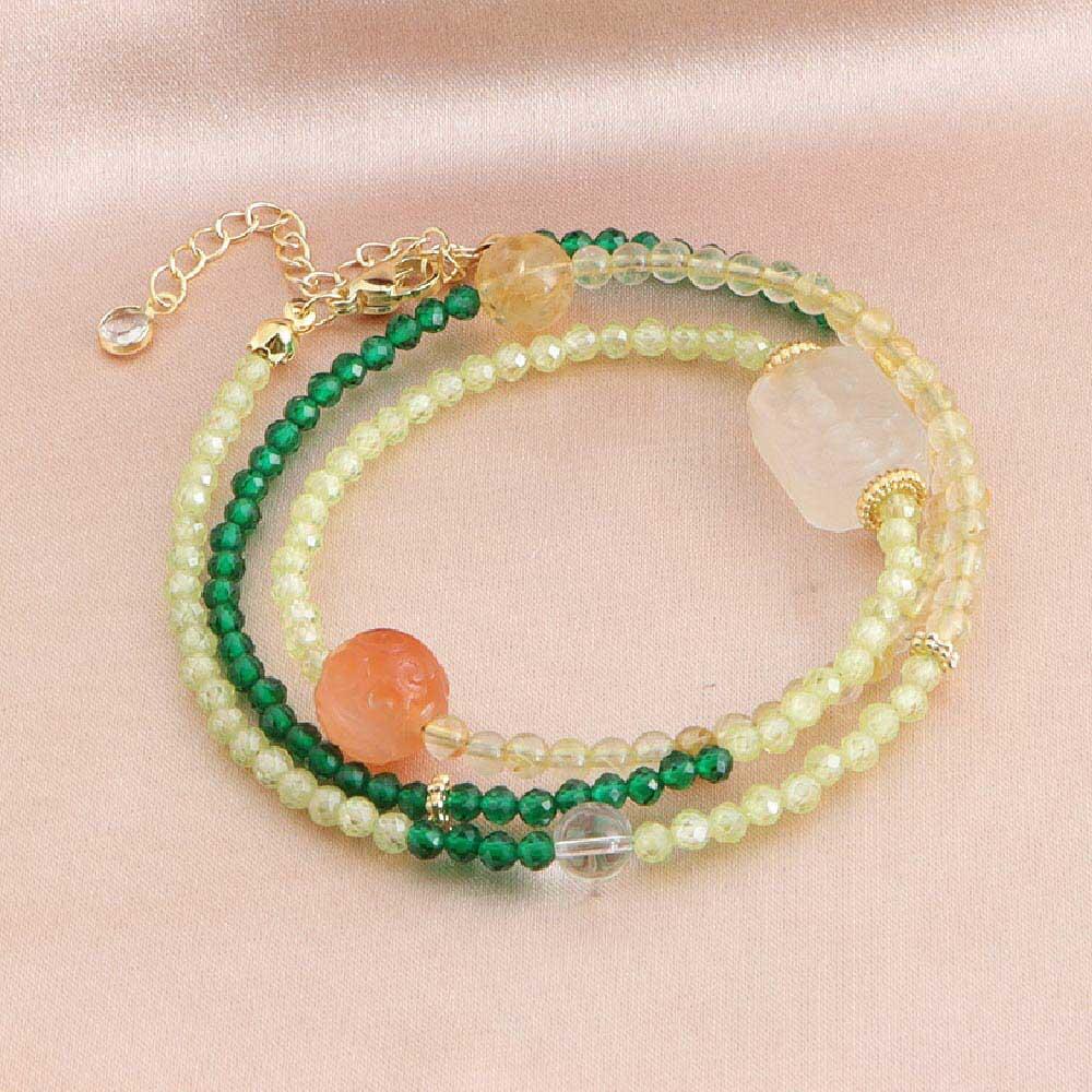 天然石 ブレスレット 4MM ストロベリークォーツ 天然石ブレスレットパワース トーンブレスレッ スアクセサリー