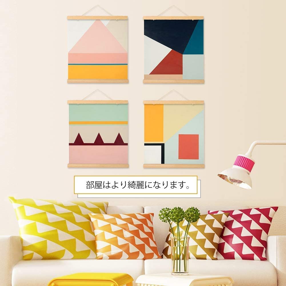 タペストリー棒 白木素材 磁気木製フォトフレーム 風呂敷 手ぬぐいハンガー ポスター 写真 風呂敷 内蔵マグネット 掛け軸風 タペストリーフレーム 装飾 白木 磁石 21/30/40/50/60cm 安全 絵 印刷物 写真 自用 簡単取り付け 簡単交換 プレゼント ギフト 贈り物