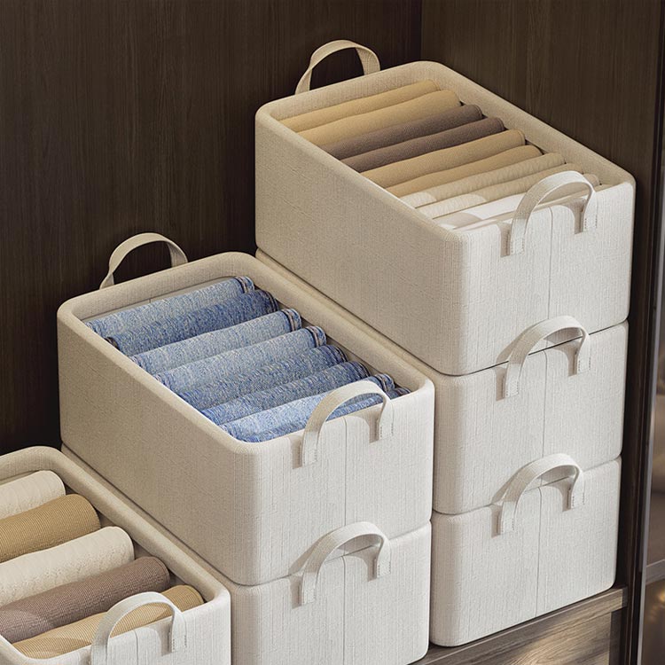 蓋なし 3個セット コットン 衣類 蓋なし ワイヤー入り 北欧 衣類 パンツ 持ち手付き リビング収納 おもちゃ 収納ケース 衣類収納 布製 綿 クローゼット 収納 押し入れ 47*28*20cm 収納ボックス 衣装ケース 衣類ケース おもちゃ箱 収納かご 大容量 収納ケース