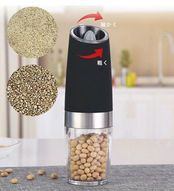 粗さ調節 傾けるだけで挽け キッチン 握る 調味料 透明 黒胡椒 粗挽き スパイスミル 使いやすい ソルト..