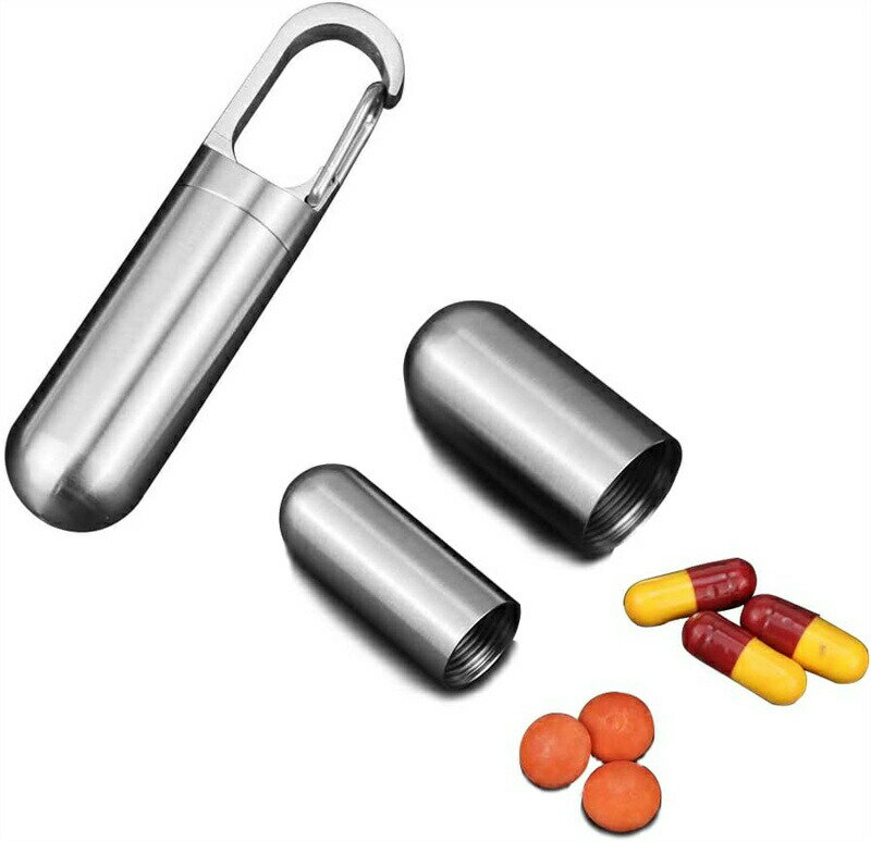 ピルケース 薬ケース チタン 携帯用 薬入れ 防水 おしゃれ 耳栓ケース ペット遺骨 収納 小物入れ 携帯灰皿 実用 軽量 旅行 アウトドア 便利