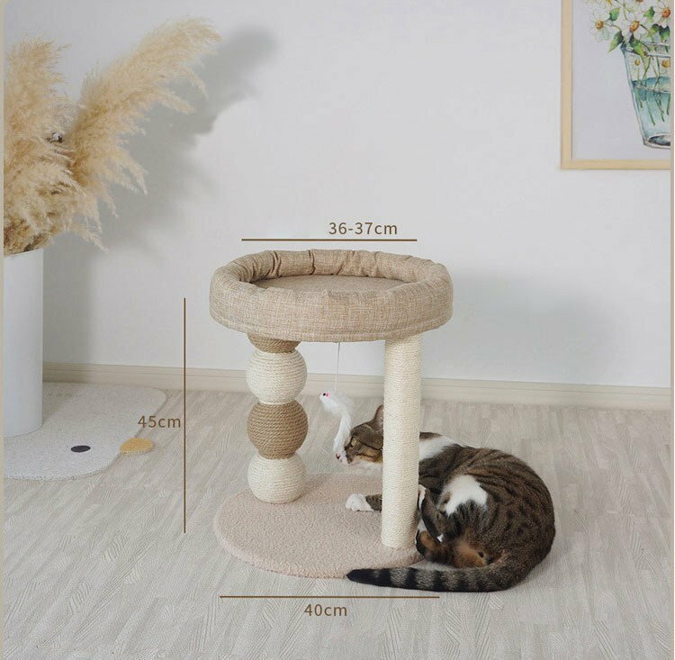 キャットタワー 省スペース 小型 据え置き型 猫用爪とぎポール 猫タワー ネコポール 麻縄 運動不足 つめとぎ 天然麻紐 耐久 組立簡単 支柱 ミニ 猫タワー 昼寝タワー 低い 遊び場 おもちゃ かわいい おしゃれ ストレス解消キャットランド