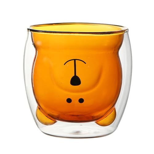 耐熱グラス ベアーカップ コーヒーカップ 二重構造 400 ml 耐熱カップ 二重ホウケイ酸ガラスコーヒーカ..