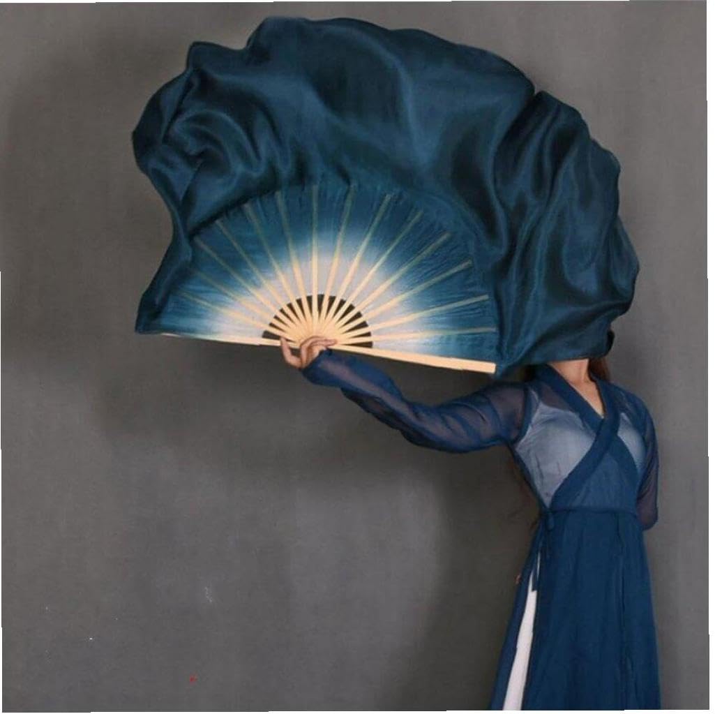 ベリーダンス 扇子 シルク 竹 ロング ファン 手作り パーティー ステージ用 コスチューム 女性 赤(3)