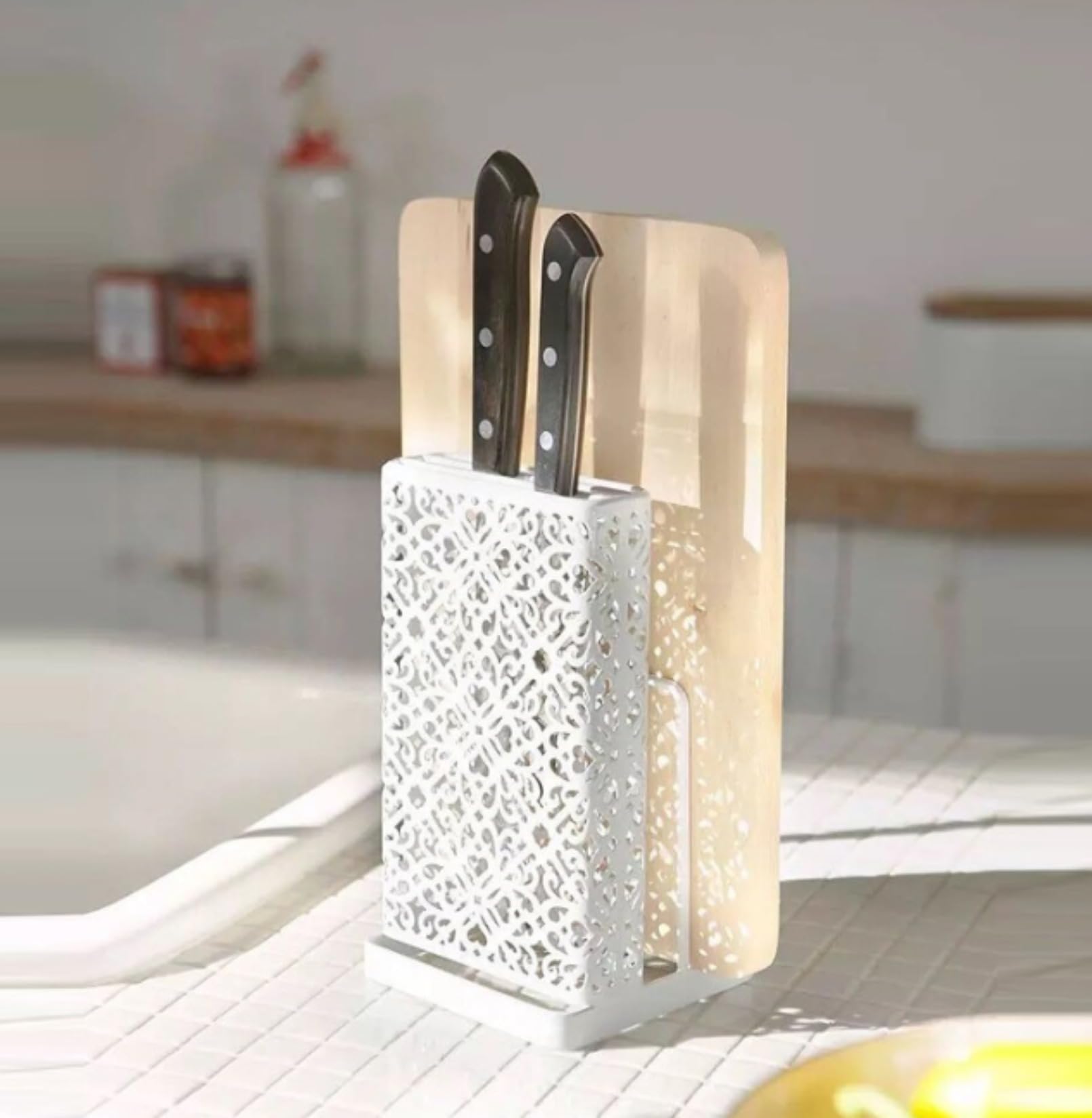 包丁まな板スタンド 包丁立て＆まな板立て 一体化収納ラック｜キッチンツールスタンド 刃物+まな板収納..