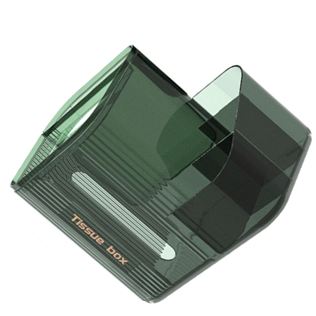 ホテル用透明ティッシュボックス 墨玉緑 卓上収納ケース 小型ゴミ箱兼用 洗面所用多機能ペーパーディス..