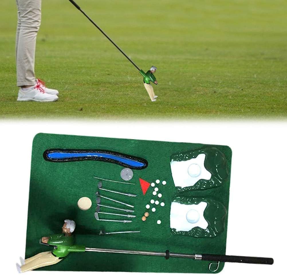 ゴルフゲーム、子供用ゴルフクラブセット、子供用ゴルフクラブに小さな男が付いたおもちゃの屋内ミニゴルフゲーム (グリーン)