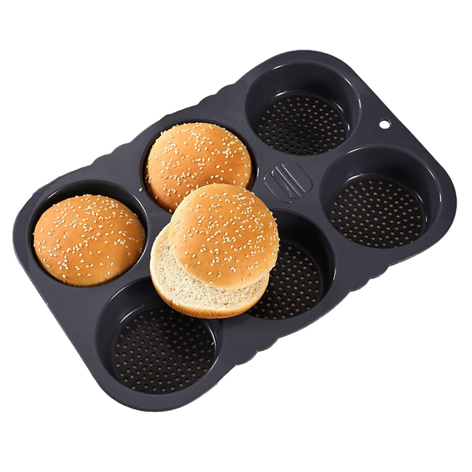 ハンバーガーバン型,ベーキング用4/6 キャビティ パン型マフィン トップ パン - 柔軟で再利用可能なバ..