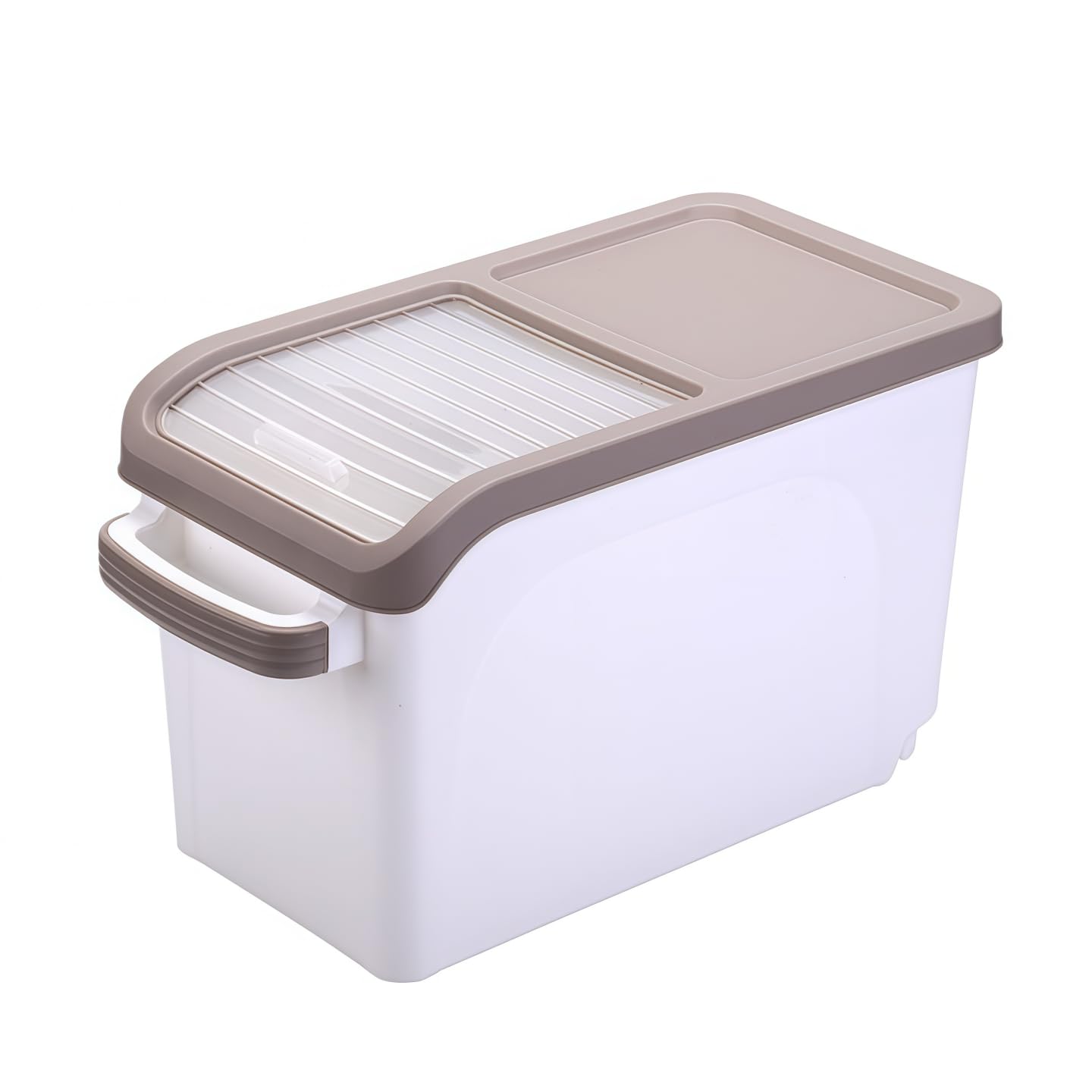 米びつ 米箱 蓋と計量カップ付き 防塵・防虫 家庭用 粉 コーヒー豆 清潔便利 鮮度保持 キッチン用品 10kg/15kg収納容量 (10kg,ベージュ) [並行輸入品]