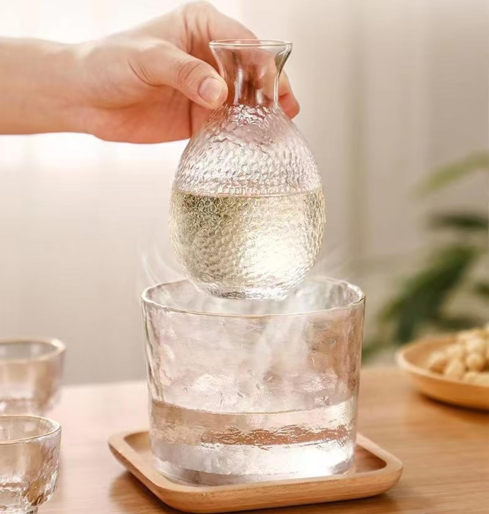 冷酒器 ガラス徳利セット 和酒徳利セット 酒器セット 1セット保温保冷 冷酒耐熱ガラス 酒器 日本酒 徳..