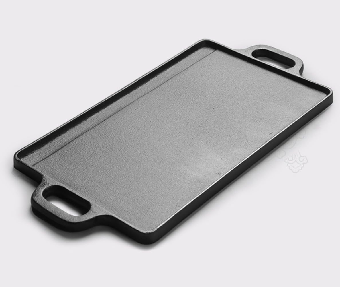 鋳鉄製グリルパン グリルプレート 両面利用可能 グラタン皿 プレート 角型波形 焼肉 魚焼きグリル用 直..