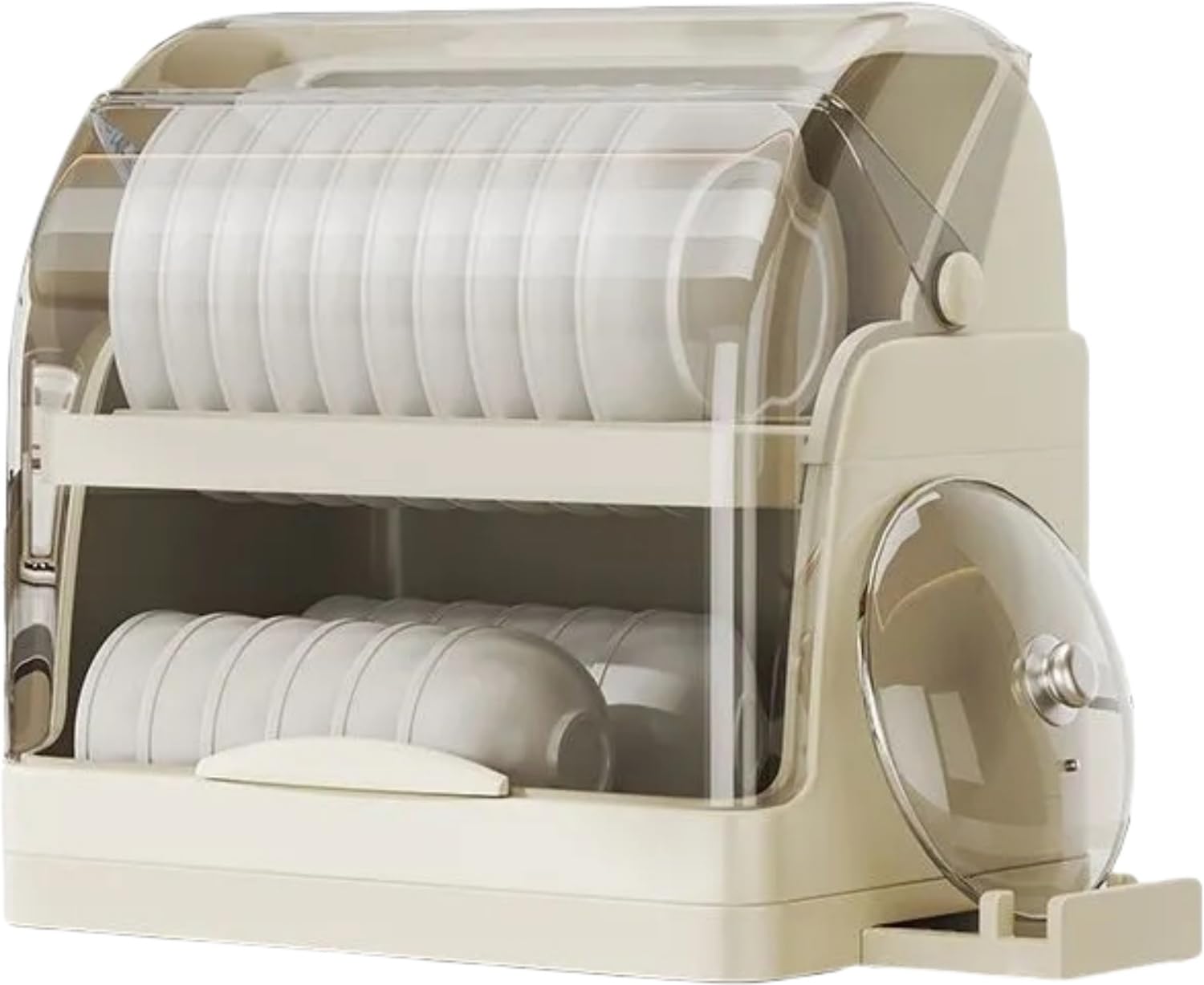 食器乾燥機 食器かんそうき 水切りラック 収納ラック プラスチック製 カバー付き 2段 ディッシュ収納 ..