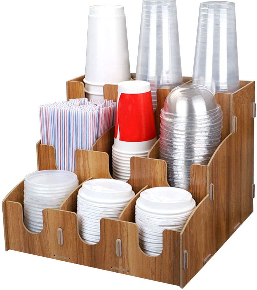 カップディスペンサー 木製 紙コップホルダー ストローカップ カップスタンド 使い捨てカップ棚 コーヒ..