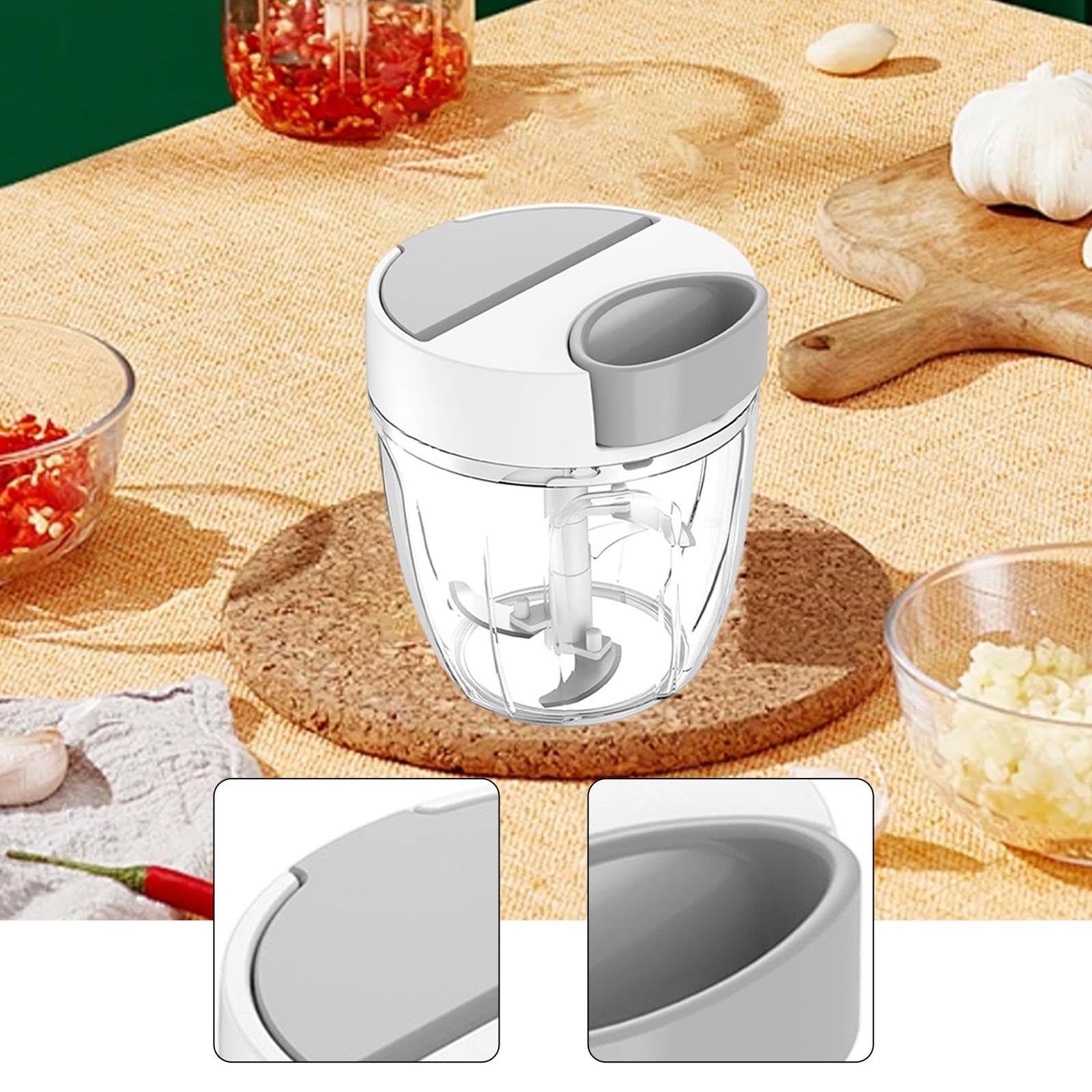 ガーリックミンサー 手動 フードプロセッサー オニオンカッター ベジタブルチョッパー ジンジャーマッ..